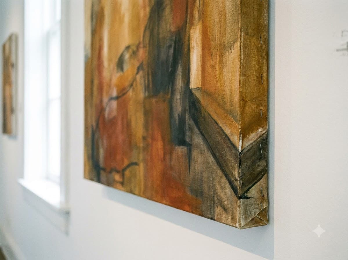 A gallery-wrap canvas seen from the corner fold
